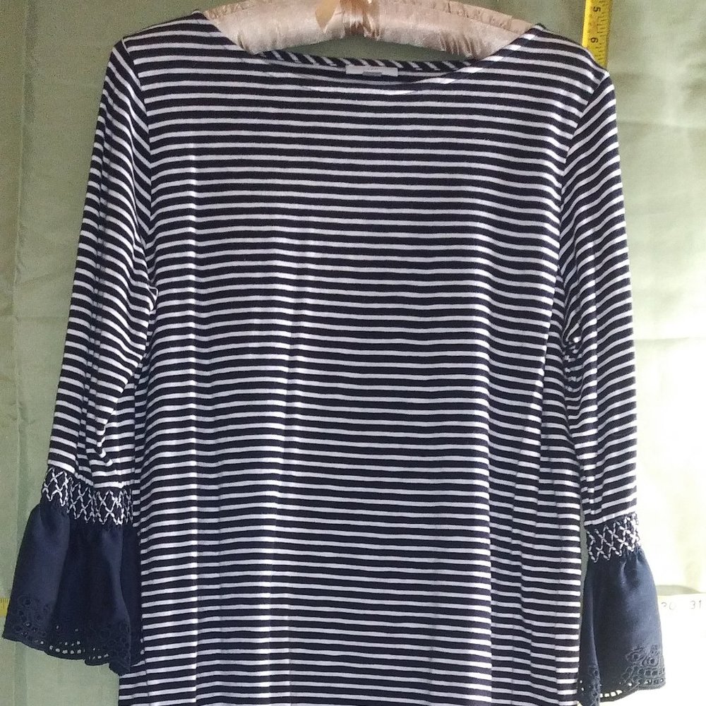 Blue & White Striped Tunic Shirt by J Jill, size M
